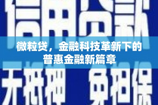 铜山微粒贷，金融科技革新下的普惠金融新篇章