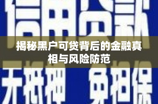 铜山揭秘黑户可贷背后的金融真相与风险防范