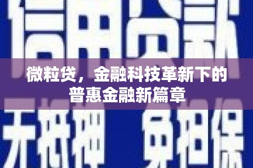铜山微粒贷，金融科技革新下的普惠金融新篇章