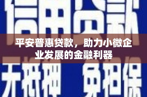 铜山平安普惠贷款，助力小微企业发展的金融利器